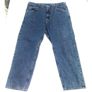 wrangler 40x30 jeans Blue mens button zip pockets adult outdoor logo denim